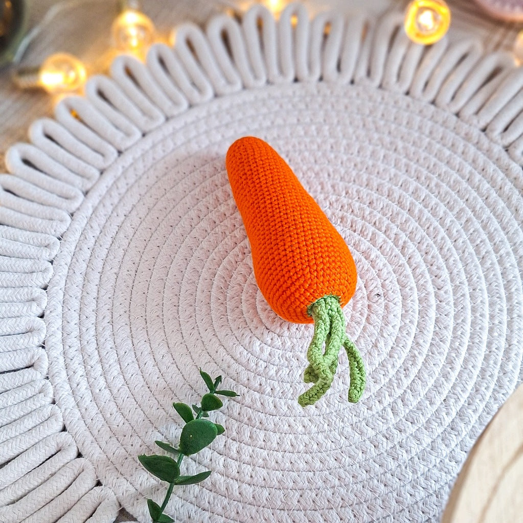 Crochet Carrot with Detachable Top, Montessori, Handmade