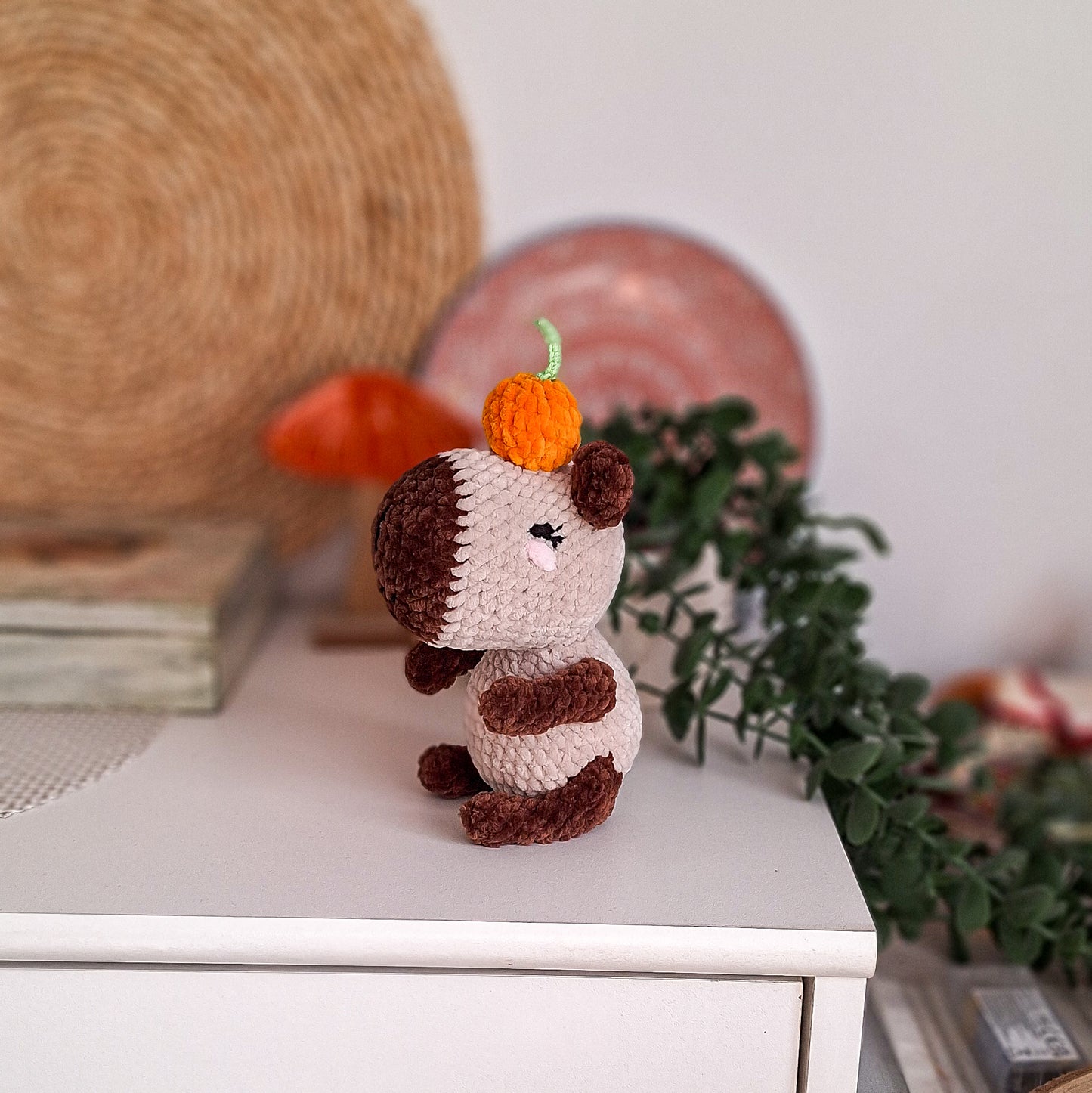 Capybara Plush Toy with Tangerine – Handmade Crochet Gift
