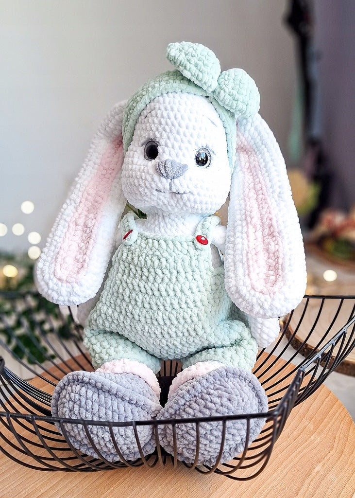 Large Plush Bunny, 45 cm, with an Outfit – Montessori Gift