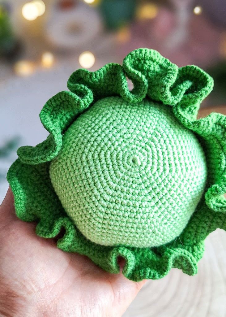 Crochet Montessori Cabbage, Handmade Educational Toy, 14 cm