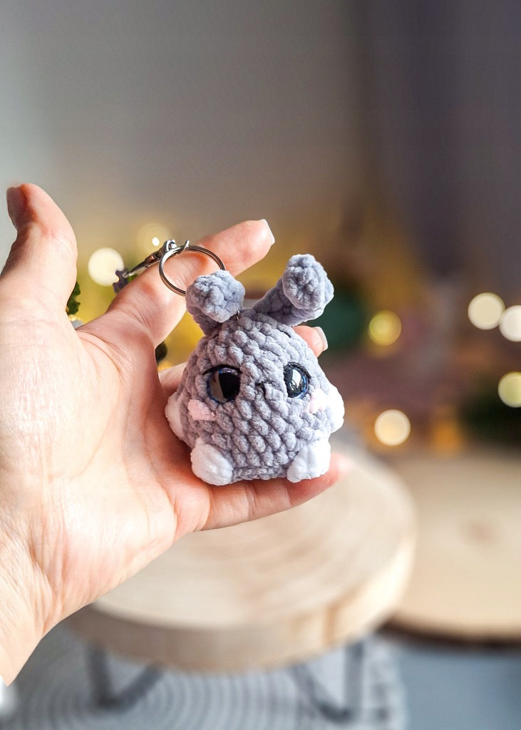 Bunny Keychain, Handmade Crochet Plush Yarn, 13 cm