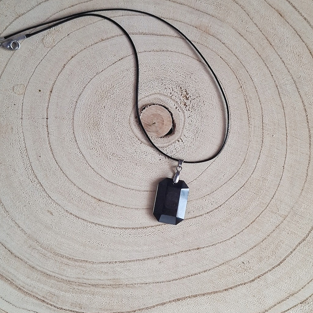 Geometric Epoxy Resin Necklace on a Cord – Handmade Pendant