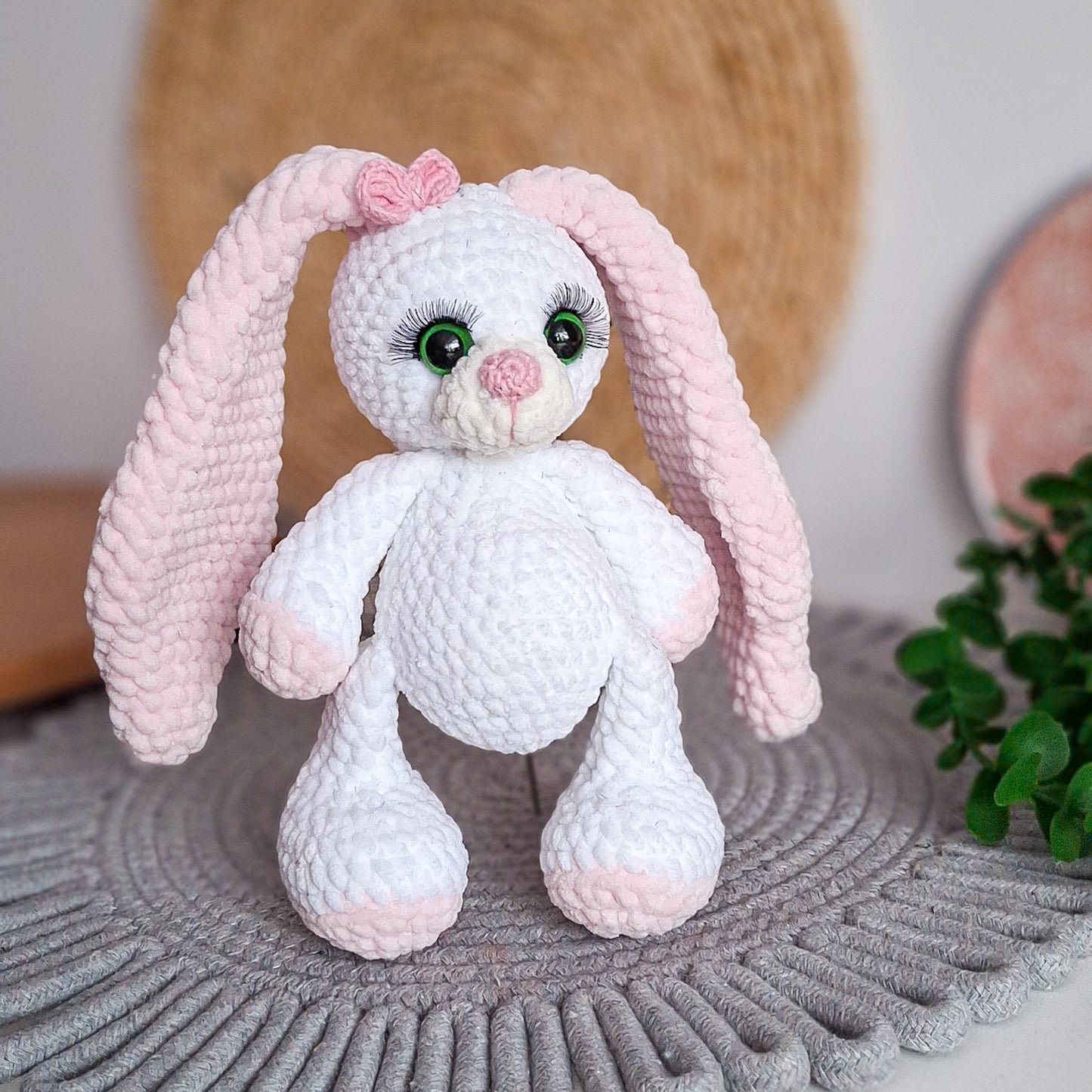 Long Eared Crochet Bunny Plush Toy | Handmade Amigurumi Rabbit