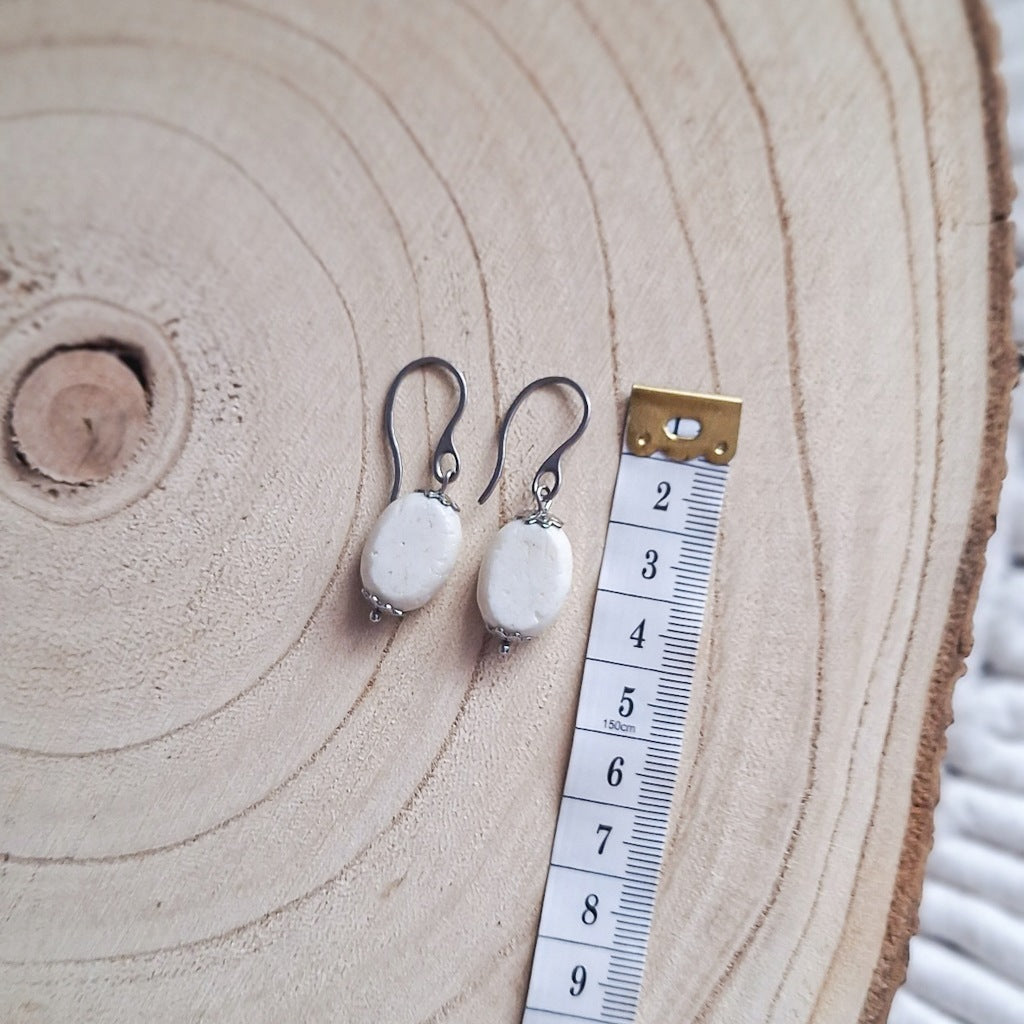 White Coral Earrings, Surgical Steel, Elegant, Minimalist