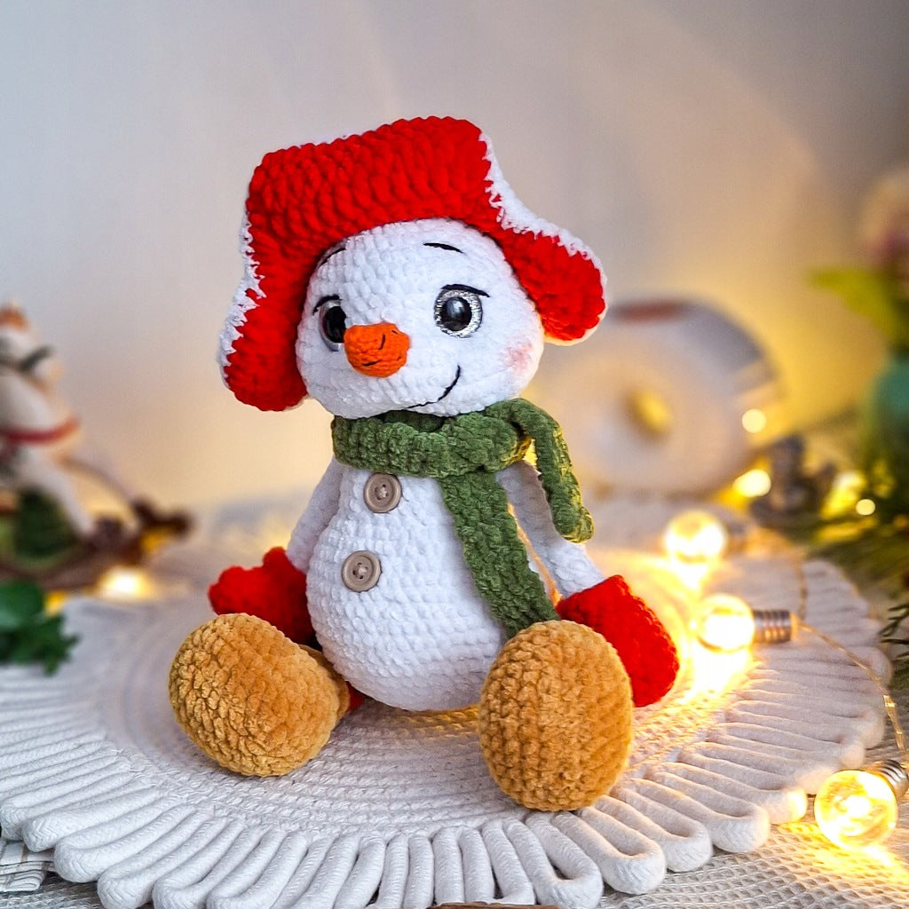 Crochet Snowman, 30 cm – Handmade Christmas Toy