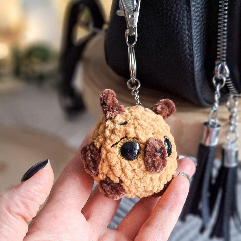 Capybara Keychain, Handmade Plush Amigurumi, 14 cm, for Backpack or Keys