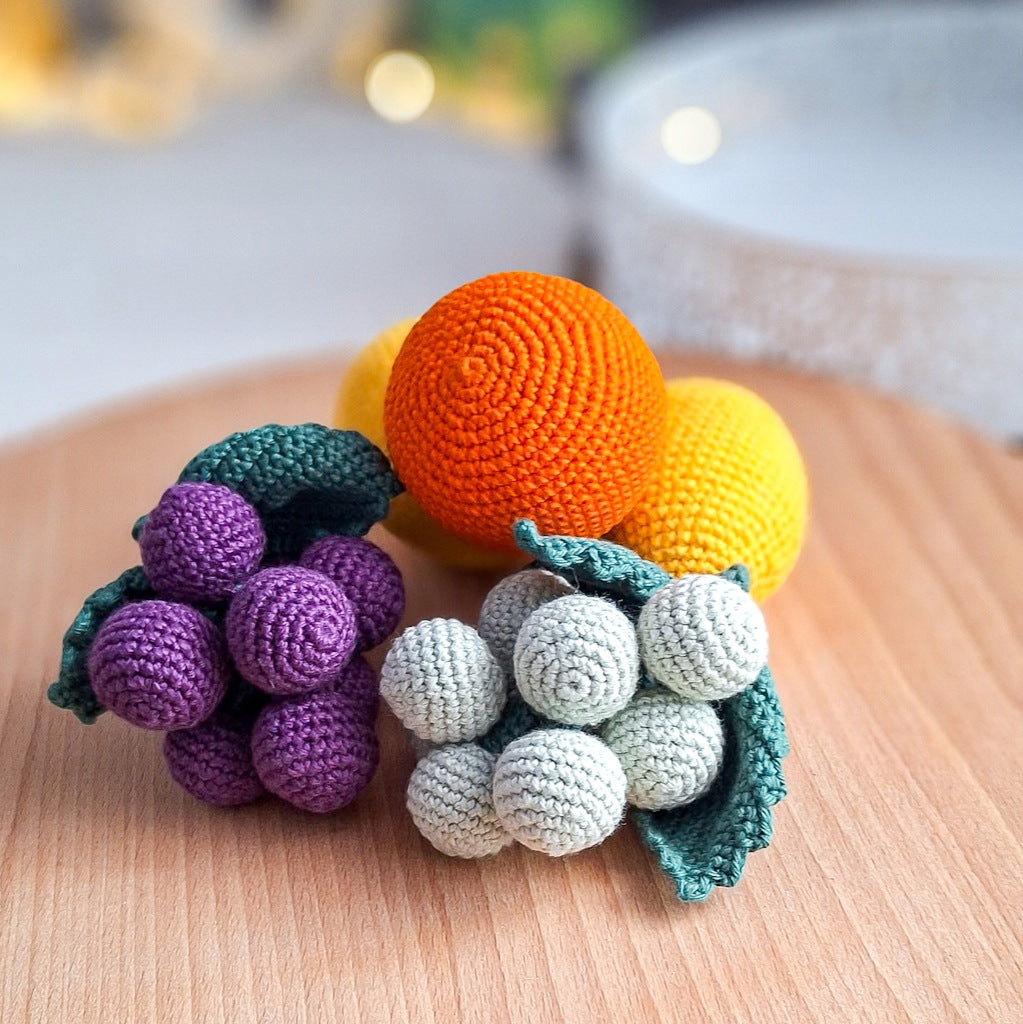 Crochet Montessori Fruit Set, Handmade, 5 Pieces, Cotton