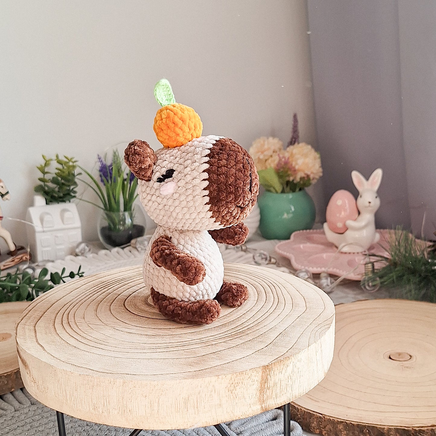 Capybara Plush Toy with Tangerine – Handmade Crochet Gift