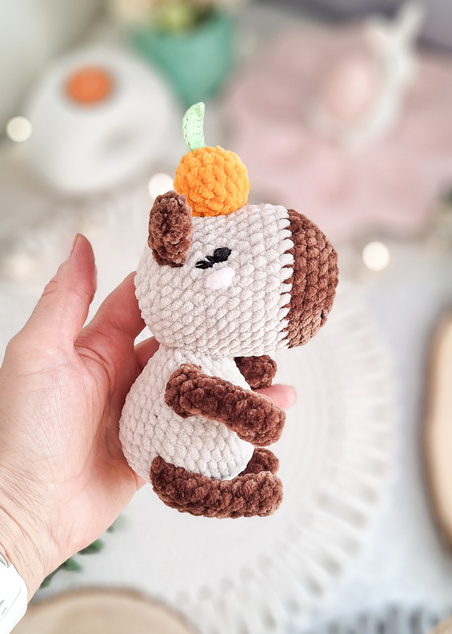 Capybara Plush Toy with Tangerine – Handmade Crochet Gift
