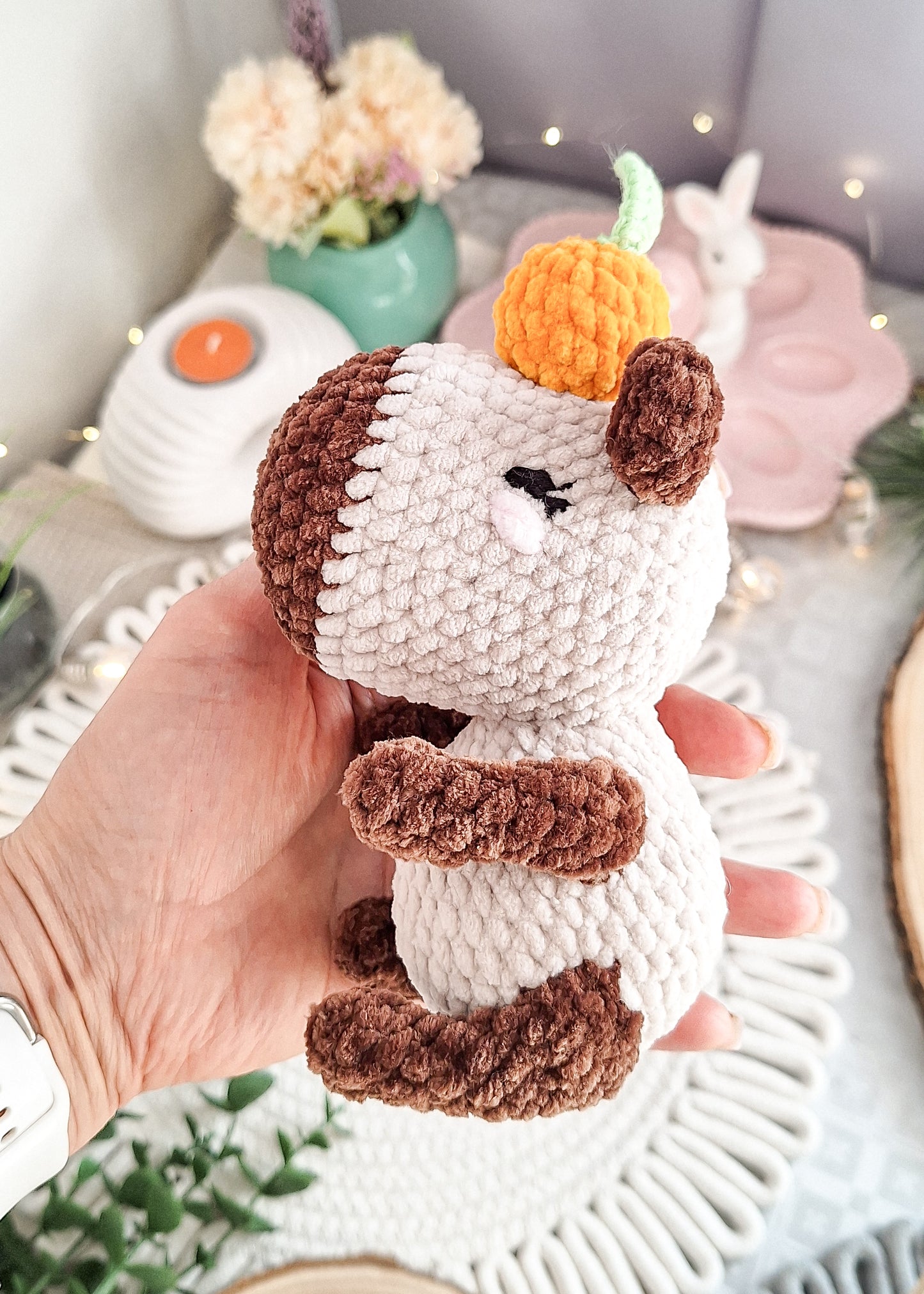 Capybara Plush Toy with Tangerine – Handmade Crochet Gift