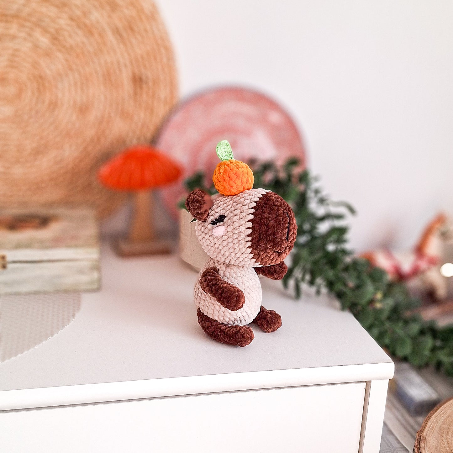 Capybara Plush Toy with Tangerine – Handmade Crochet Gift