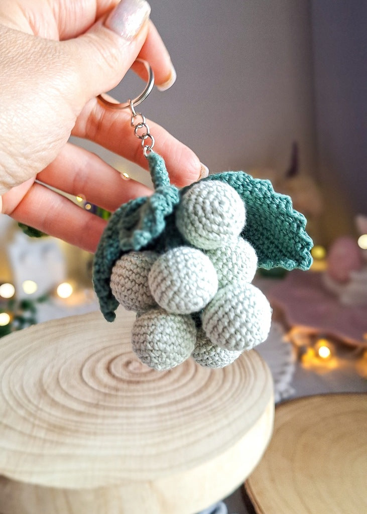 Green Grapes Keychain, Handmade Crochet, Cotton