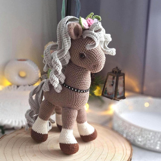 Crochet Horse Plush Toy, Amigurumi Horse Doll, Stuffed Horse Toy, Farm Animal Plush, Nursery Decor, Gift for Kids