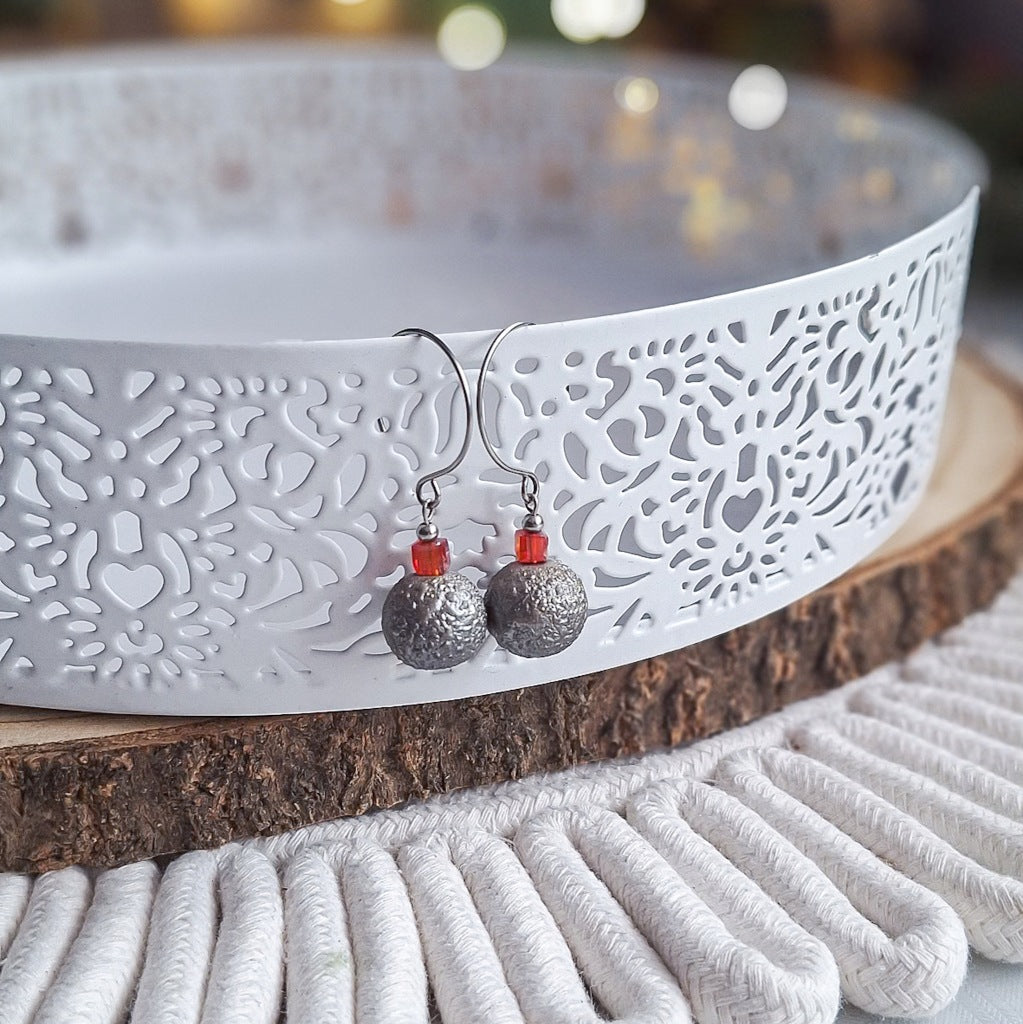 Glass Bead Earrings, Surgical Steel, Handmade, Elegant