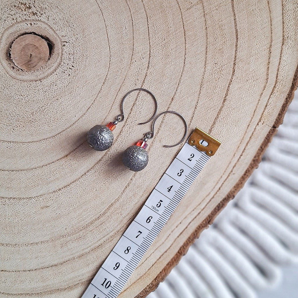 Glass Bead Earrings, Surgical Steel, Handmade, Elegant