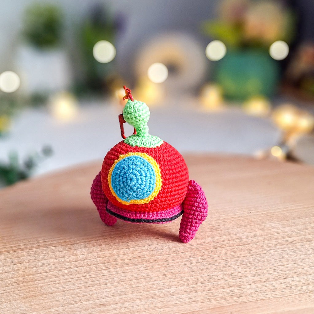Crochet Rocket Keychain, 8 cm, Handmade, Backpack Gift