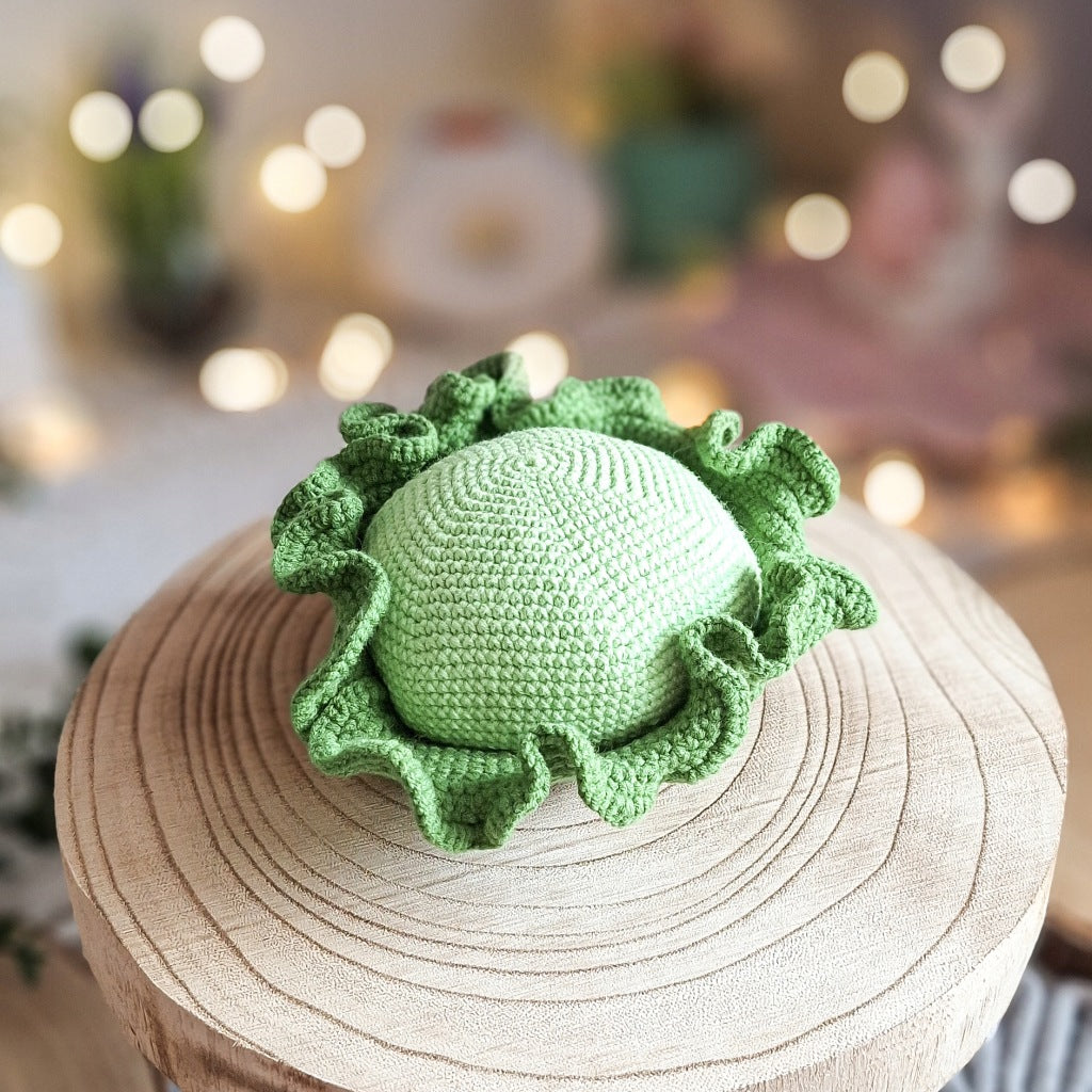 Crochet Montessori Cabbage, Handmade Educational Toy, 14 cm