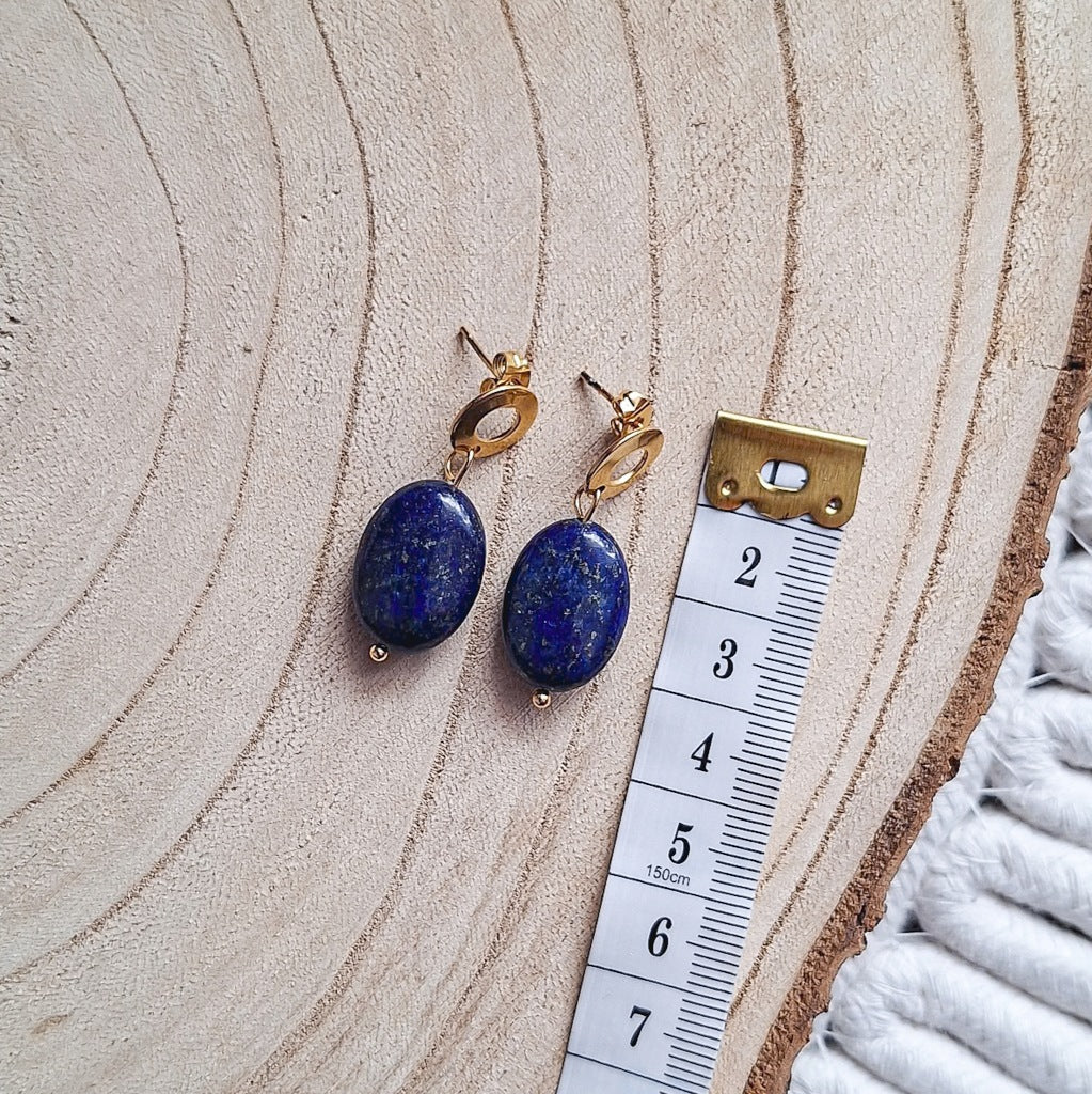 Lapis Lazuli Gold Earrings, Minimalist, Elegant Gift