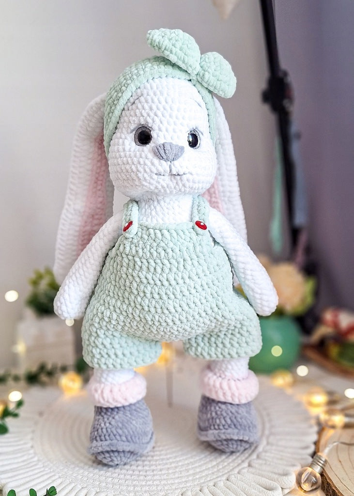 Large Plush Bunny, 45 cm, with an Outfit – Montessori Gift