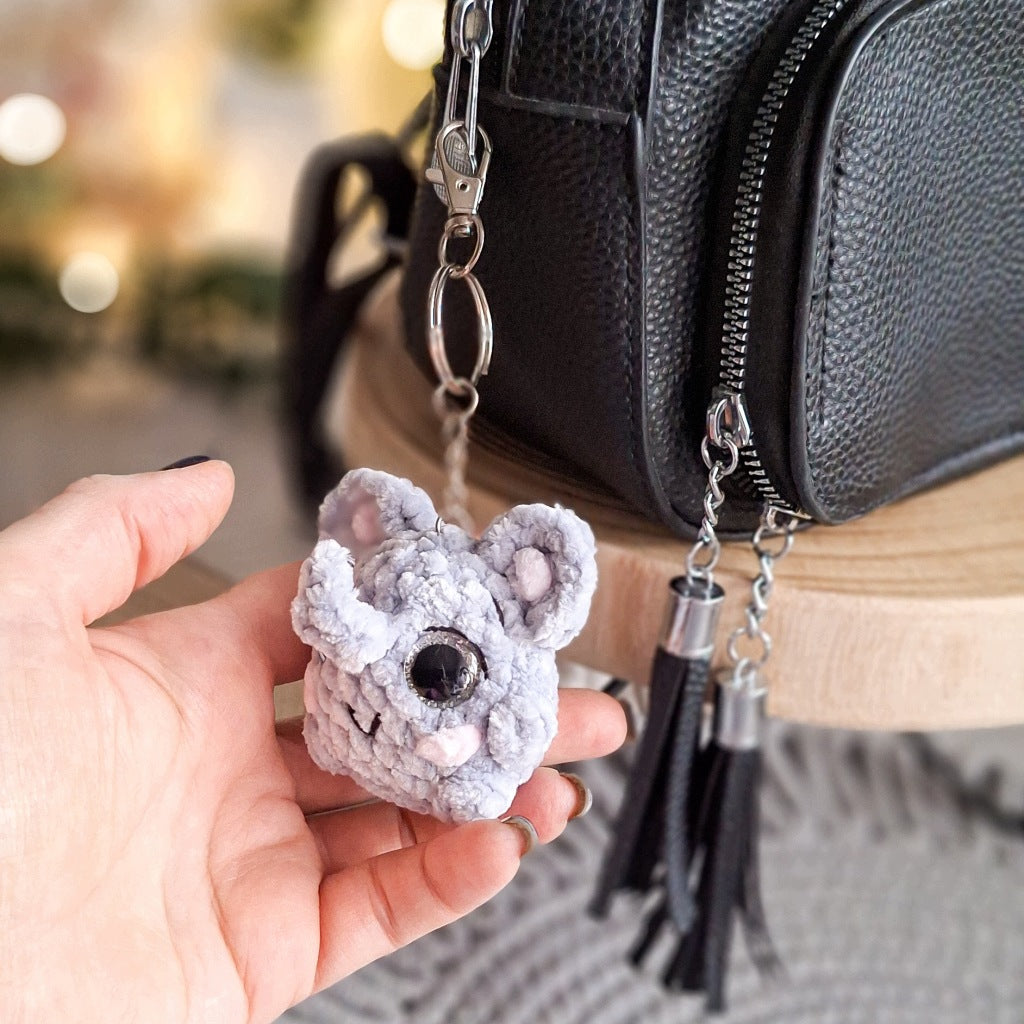 Elephant Keychain, Handmade Plush Amigurumi, 14 cm, for Backpack or Keys