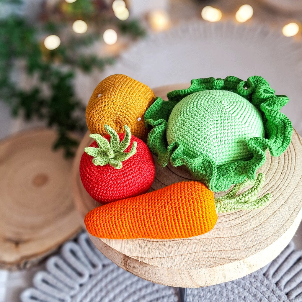 Crochet Montessori Vegetable Set, Handmade, 4 Pieces
