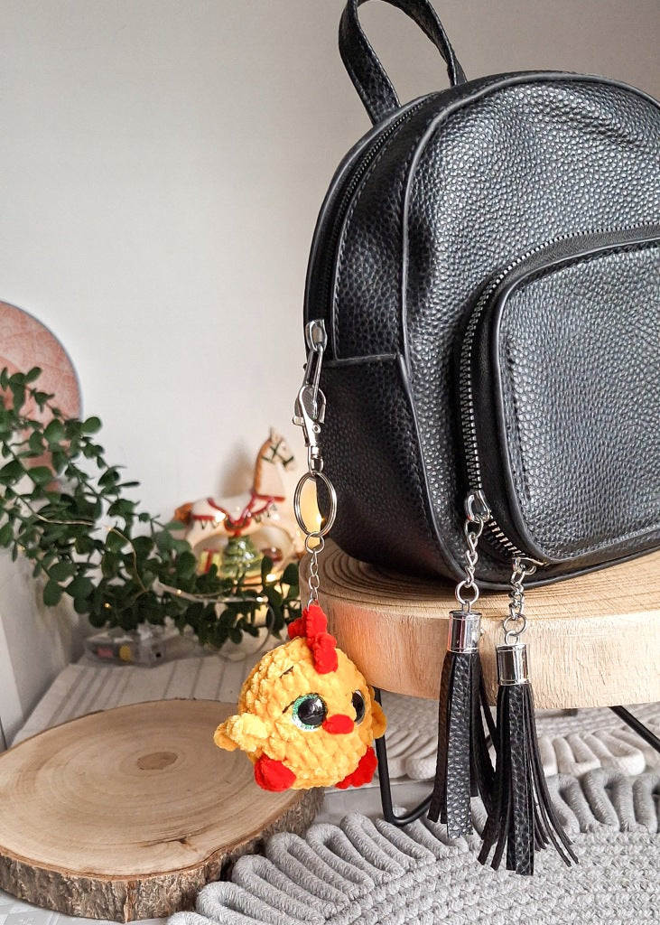 Chick Keychain, Handmade Plush Yarn Amigurumi, Yellow