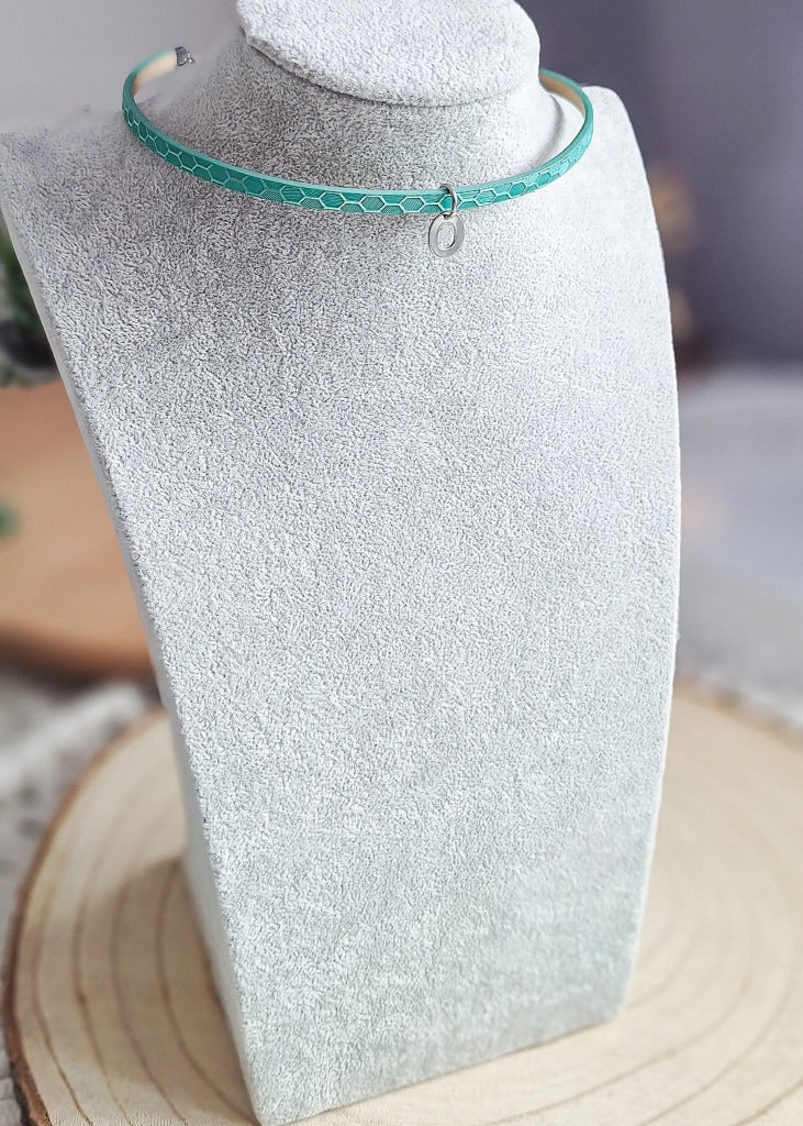 Letter O Choker, Personalized Necklace, Eco-Leather, Surgical Steel