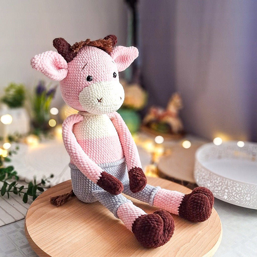 Large Plush Bull, 45 cm – Handmade Toy with Long Legs