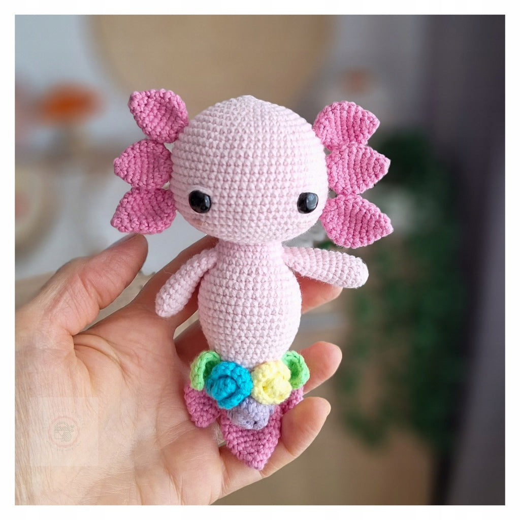 Axolotl Keychain, 15 cm, Handmade Crochet Amigurumi Toy