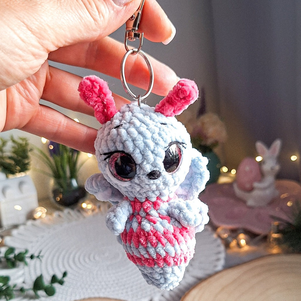 Crochet Butterfly Keychain, Handmade Plush Yarn Amigurumi