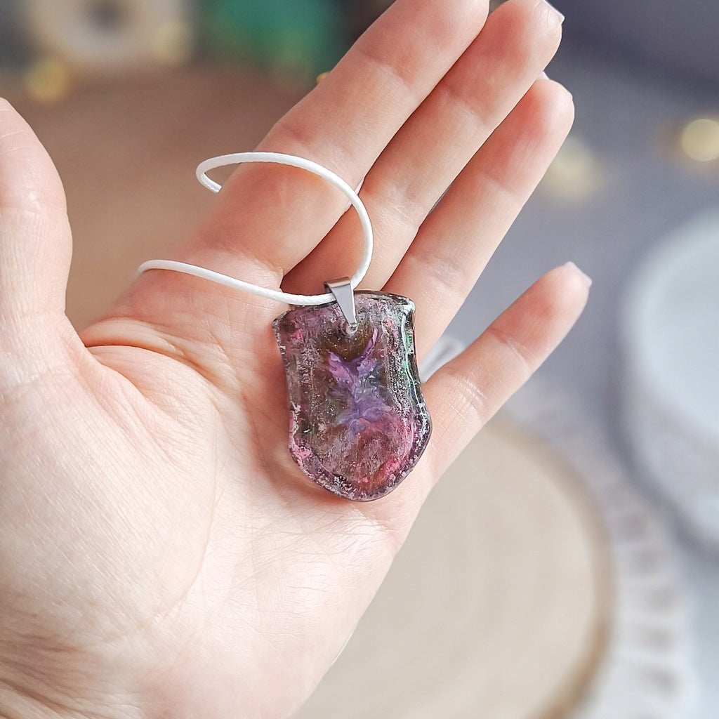 Handmade Resin Necklace – Petry Art, Reversible, 4–5 cm Pendant, 55 cm