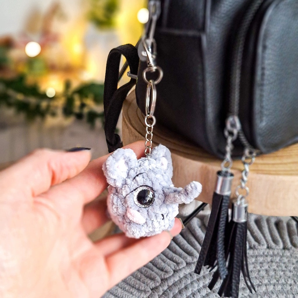 Elephant Keychain, Handmade Plush Amigurumi, 14 cm, for Backpack or Keys