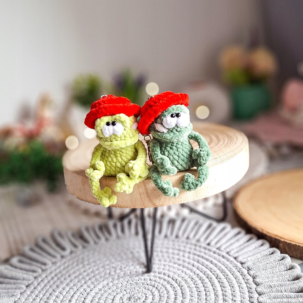 Set of 2 Frog Keychains, Handmade Crochet Plush, 18 cm