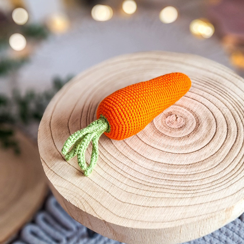Crochet Carrot with Detachable Top, Montessori, Handmade