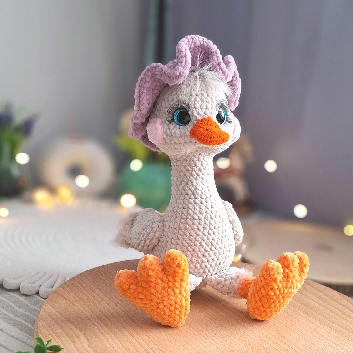 Cute Crochet Goose Plush Doll, Handmade Amigurumi Bird Toy, Stuffed Goose Gift, Nursery Decor, Baby Shower Gift