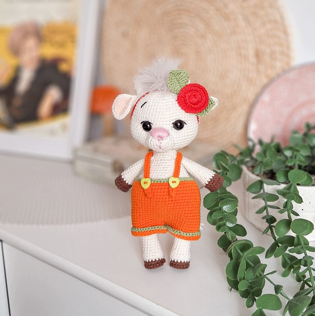 Handmade Crochet Goat with Removable Outfit, 21 cm, Gift