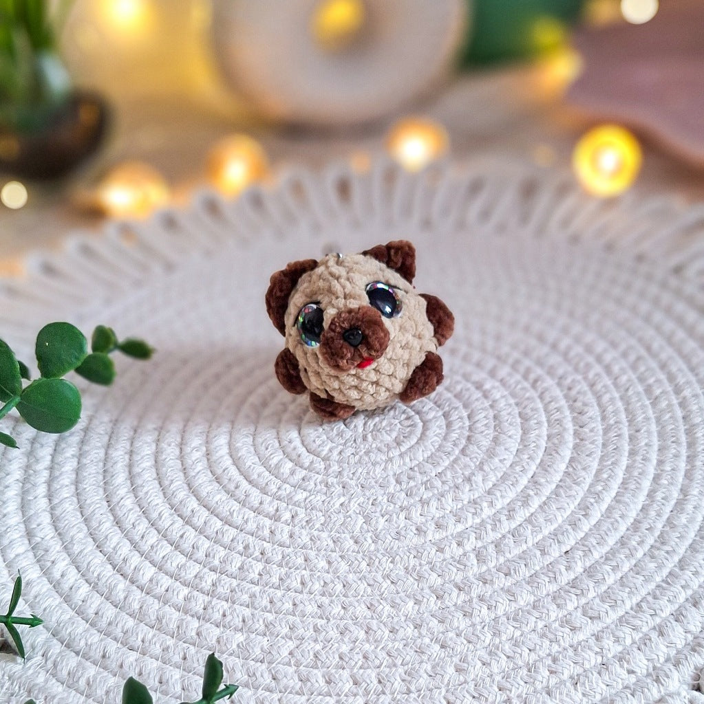 Puppy Keychain, 6 cm, Handmade Crochet Plush