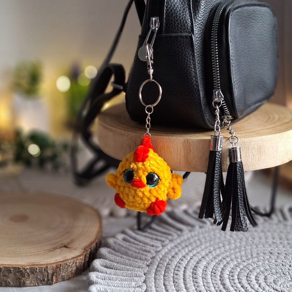 Chick Keychain, Handmade Plush Yarn Amigurumi, Yellow