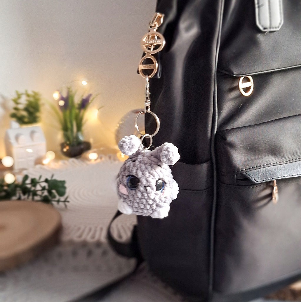 Bunny Keychain, Handmade Crochet Plush Yarn, 13 cm