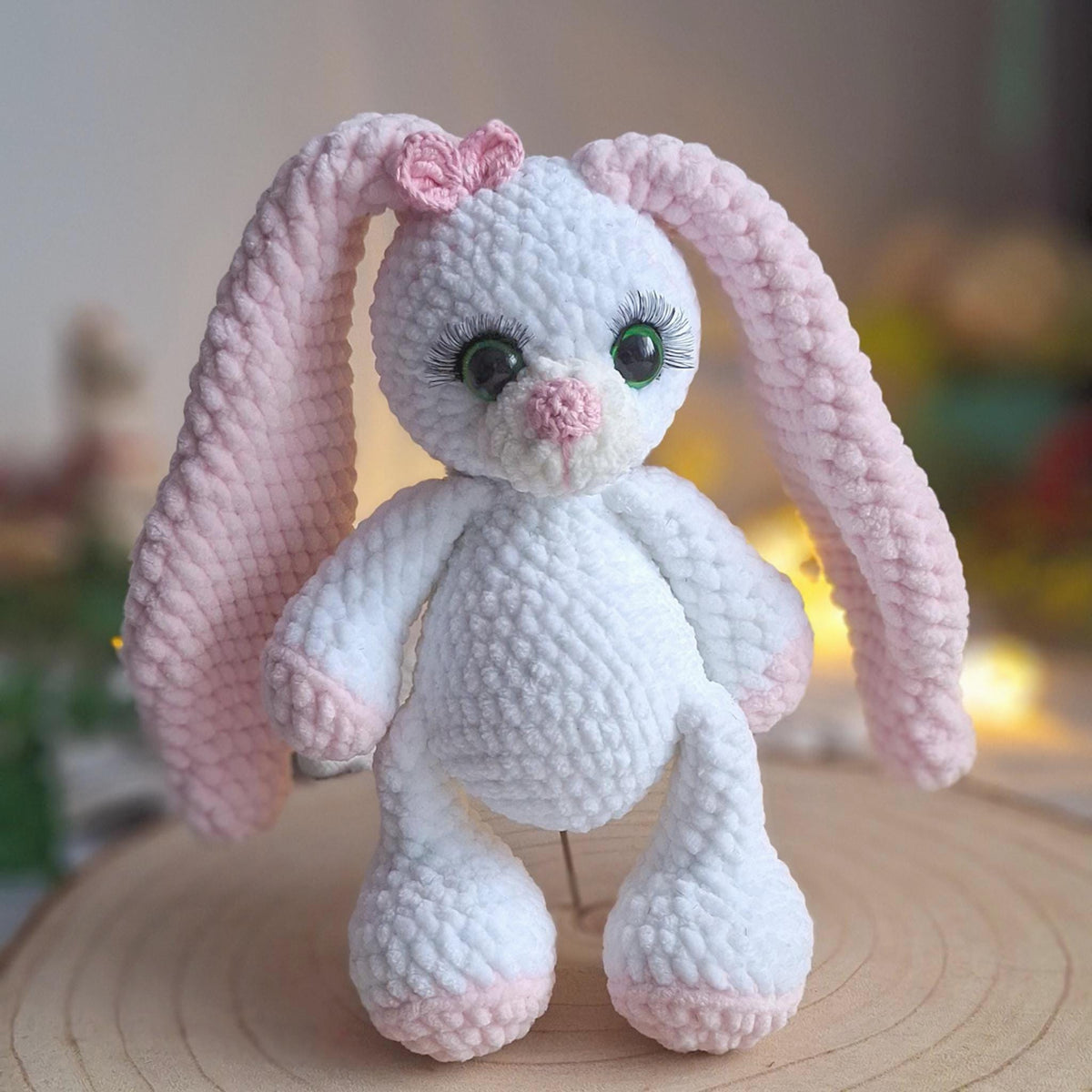 Crochet Bunny Plush, Long Ear Rabbit Toy, Amigurumi Bunny Doll, Stuffed Bunny, Nursery Decor, Baby Shower Gift