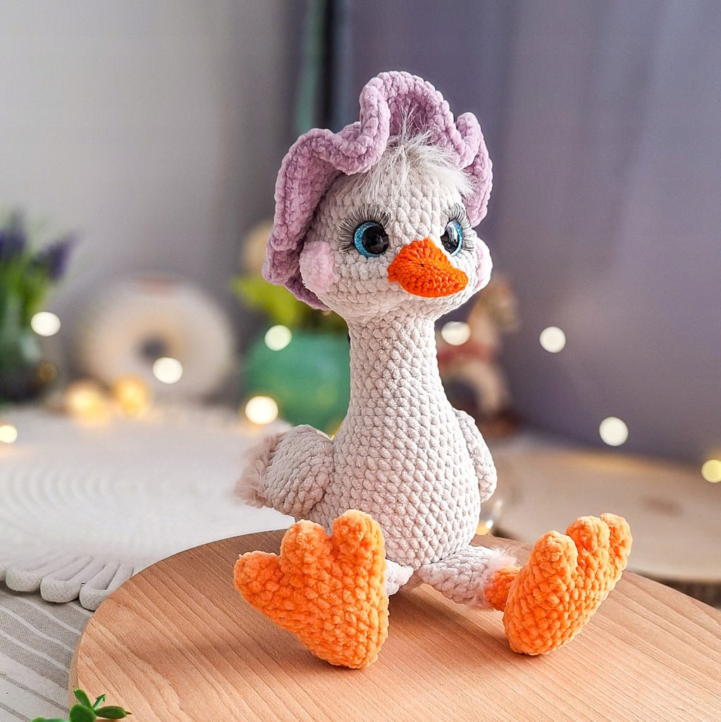Plush Goose Toy, 30 cm, in a Hat, Handmade, Removable Hat