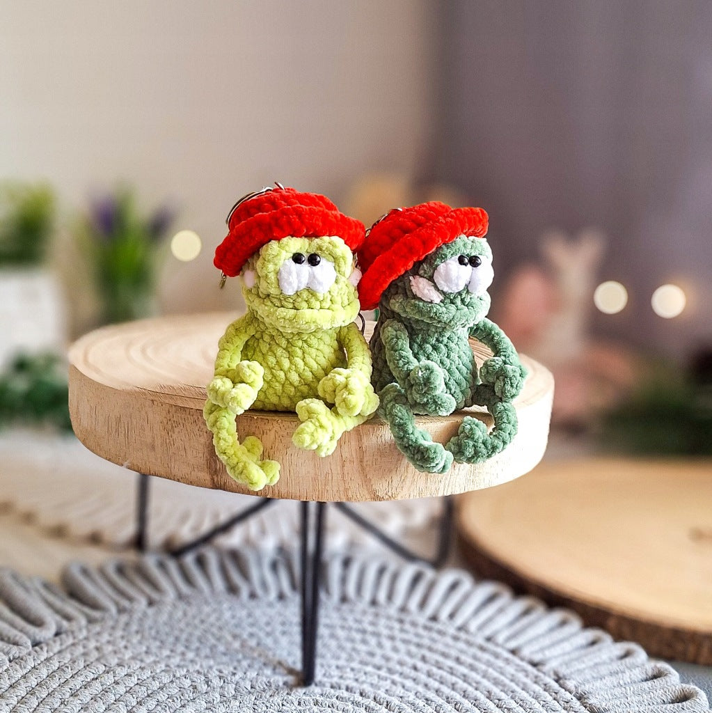 Set of 2 Frog Keychains, Handmade Crochet Plush, 18 cm