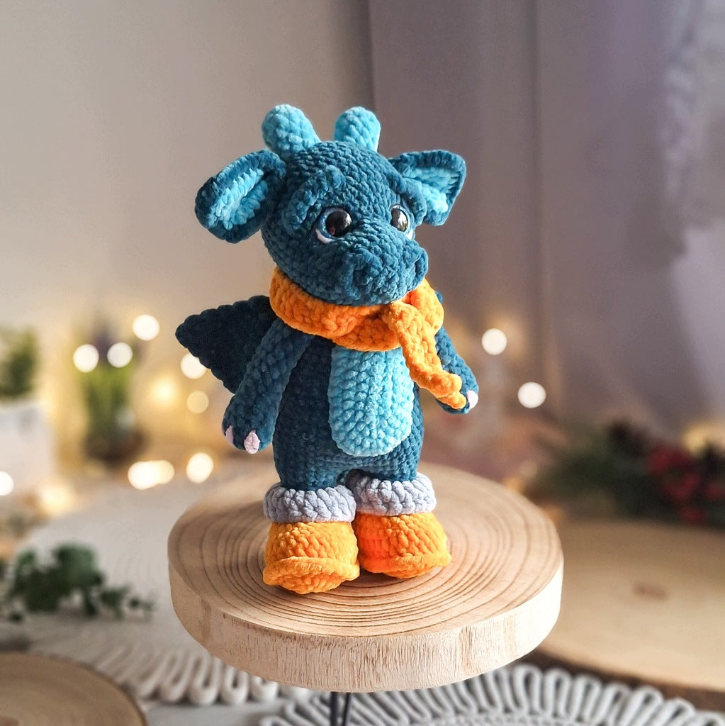 Handmade Crochet Plush Dragon, 28 cm, Amigurumi Gift