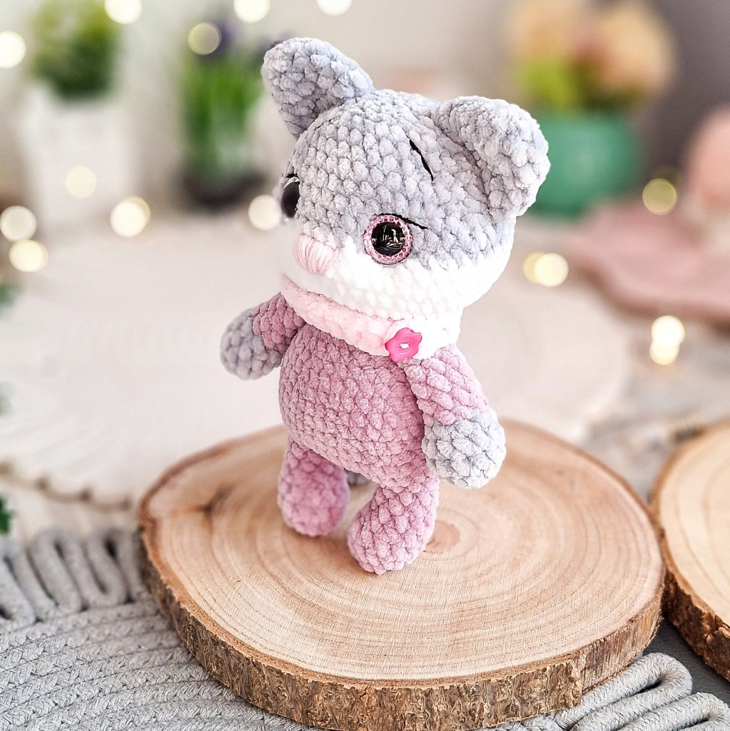 Crochet Kitten Plush Toy, Handmade Amigurumi, 18 cm