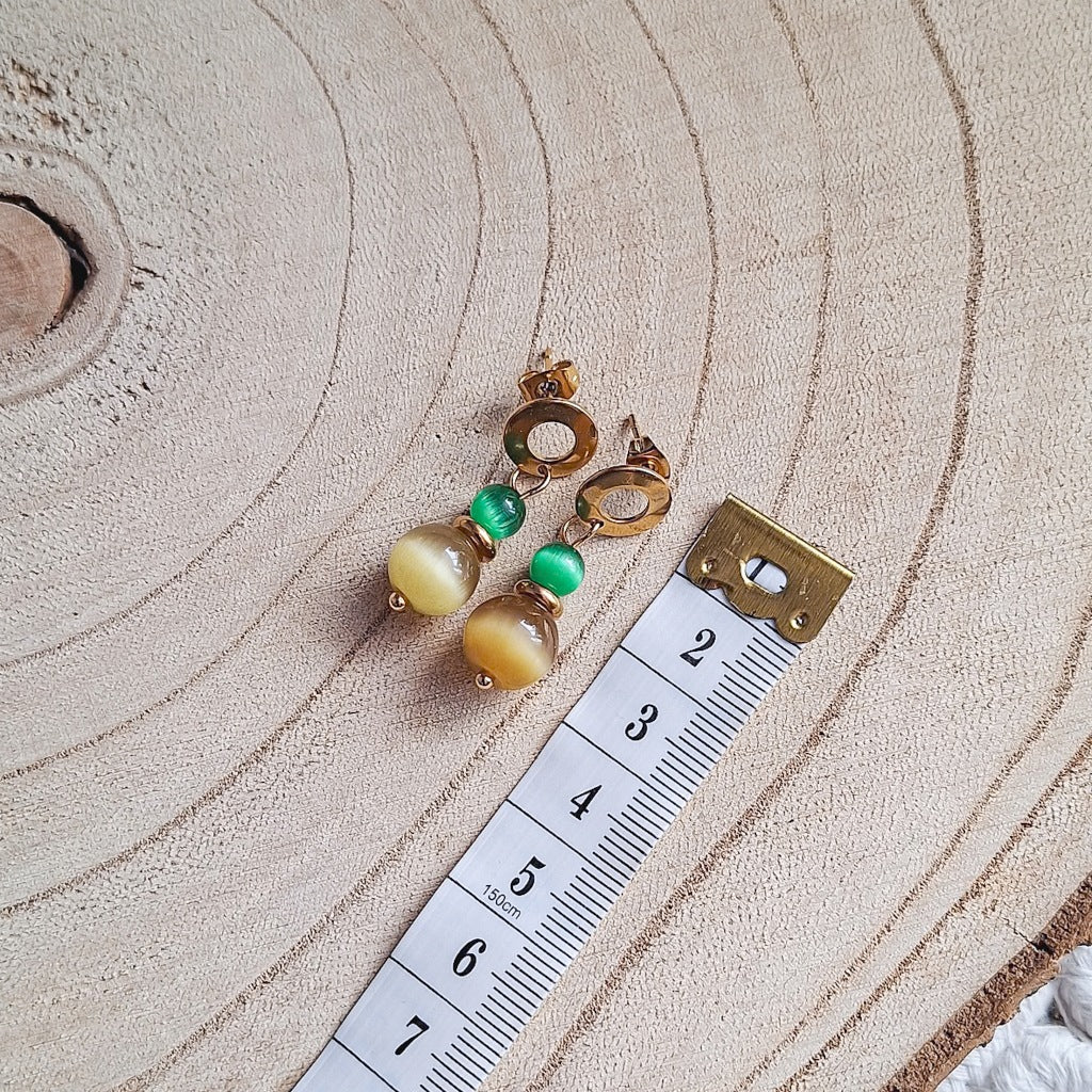 Sunstone Stud Earrings, Surgical Steel, Elegant