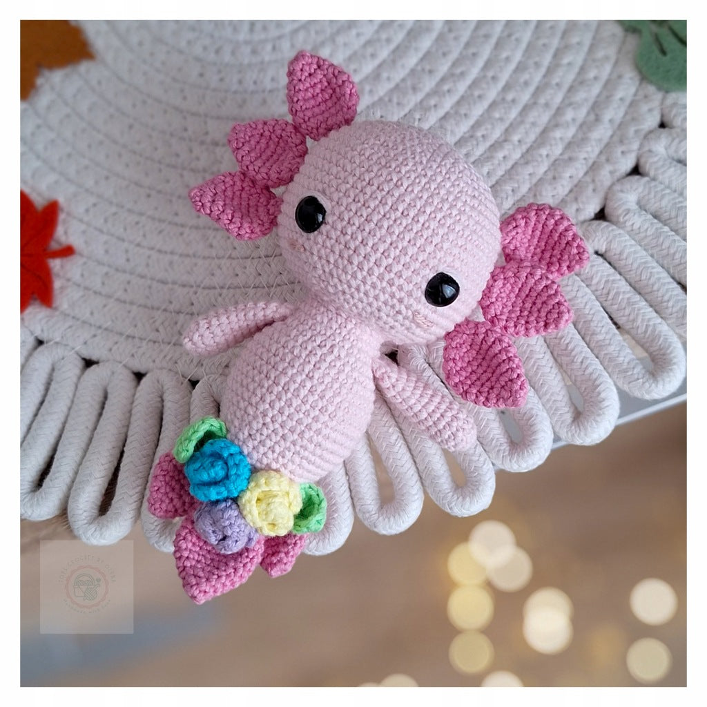 Axolotl Keychain, 15 cm, Handmade Crochet Amigurumi Toy