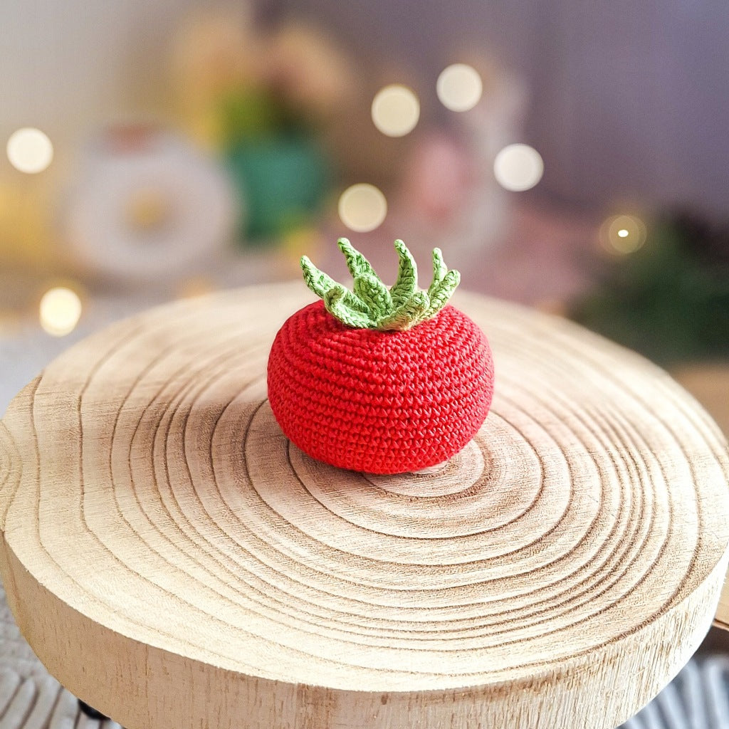 Crochet Tomato, Handmade Montessori Vegetable, Cotton, 7 cm