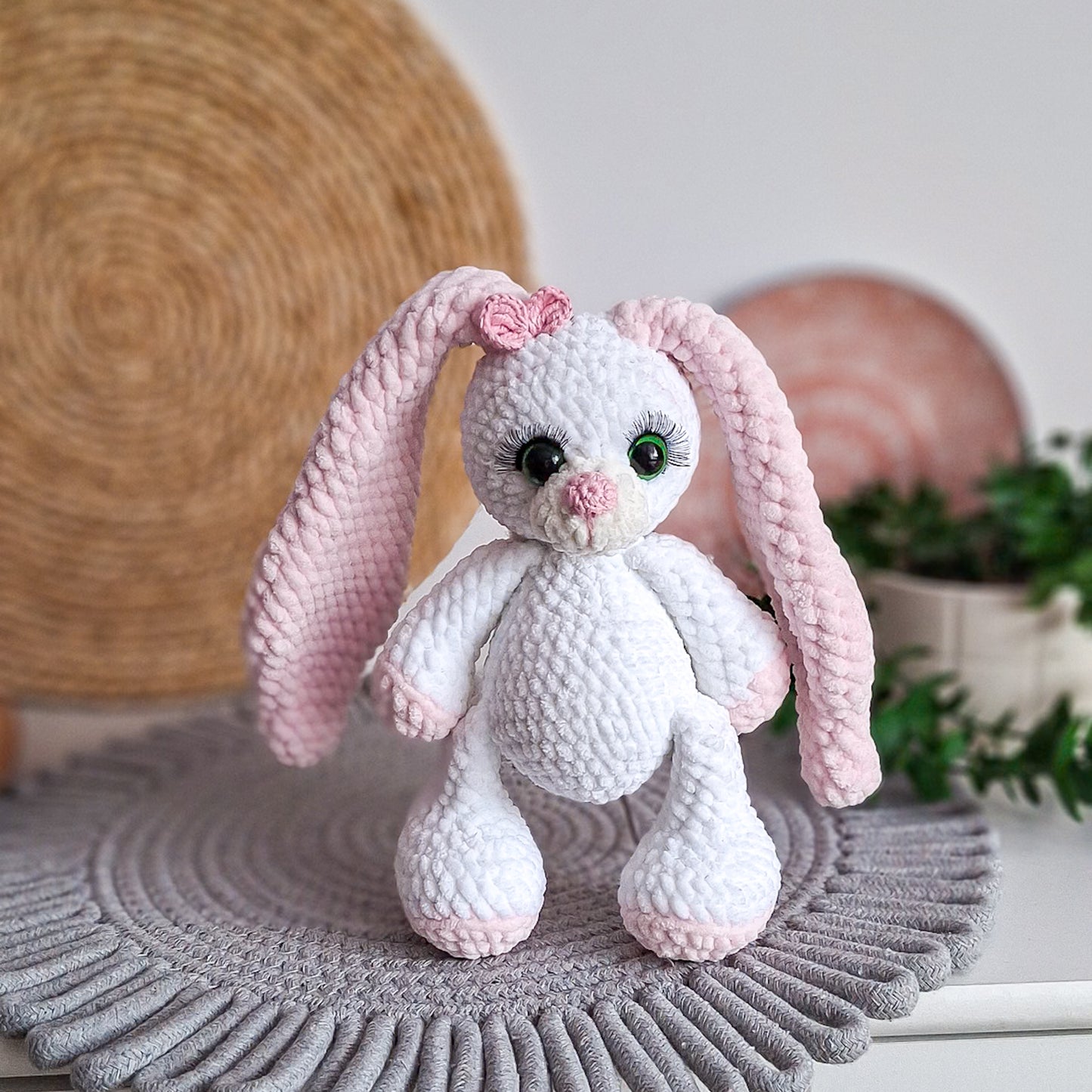 Long Eared Crochet Bunny Plush Toy | Handmade Amigurumi Rabbit