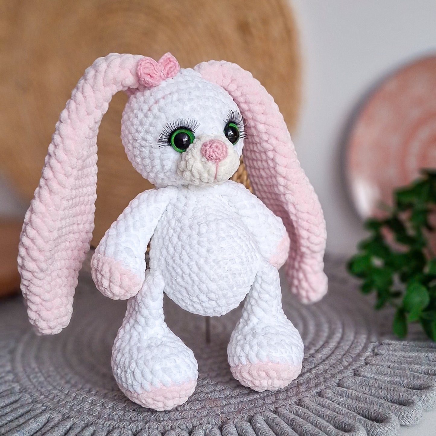 Long Eared Crochet Bunny Plush Toy | Handmade Amigurumi Rabbit