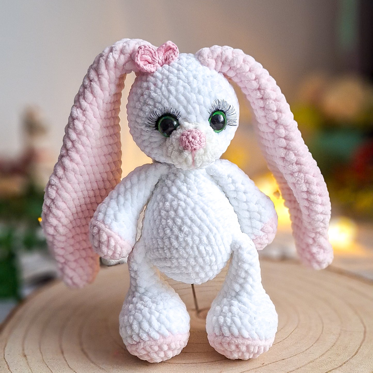 Cute handmade rabbit toy crocheted from premium plush yarn